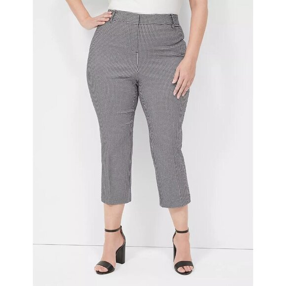 Lane Bryant Womens Plus Size 20 4-Season Slim Capri Pants in Black White Gingham - Picture 1 of 7